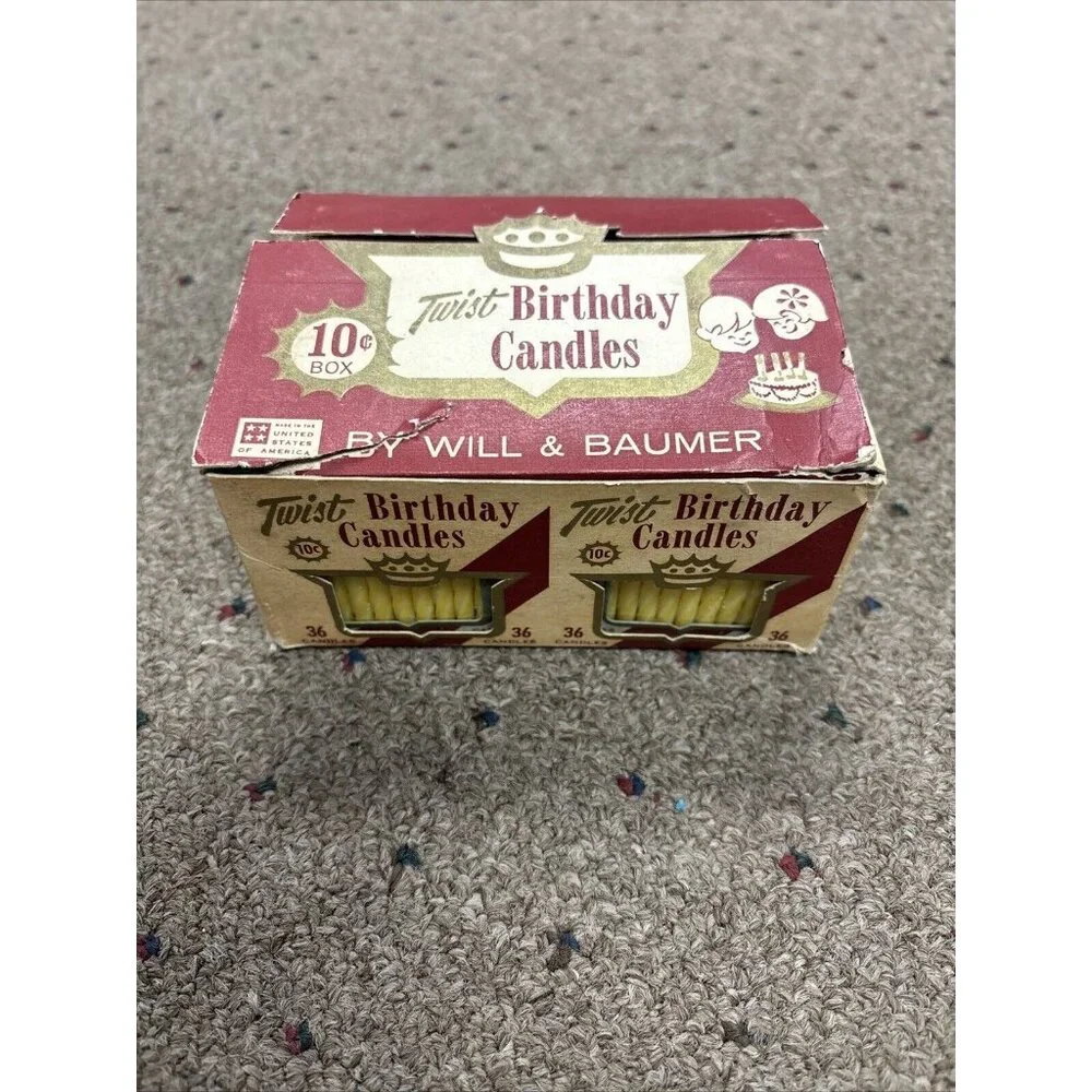 Vintage 1961 W&B Co. Twist Birthday Candles New Old Stock Case Of 12 Pks,36per